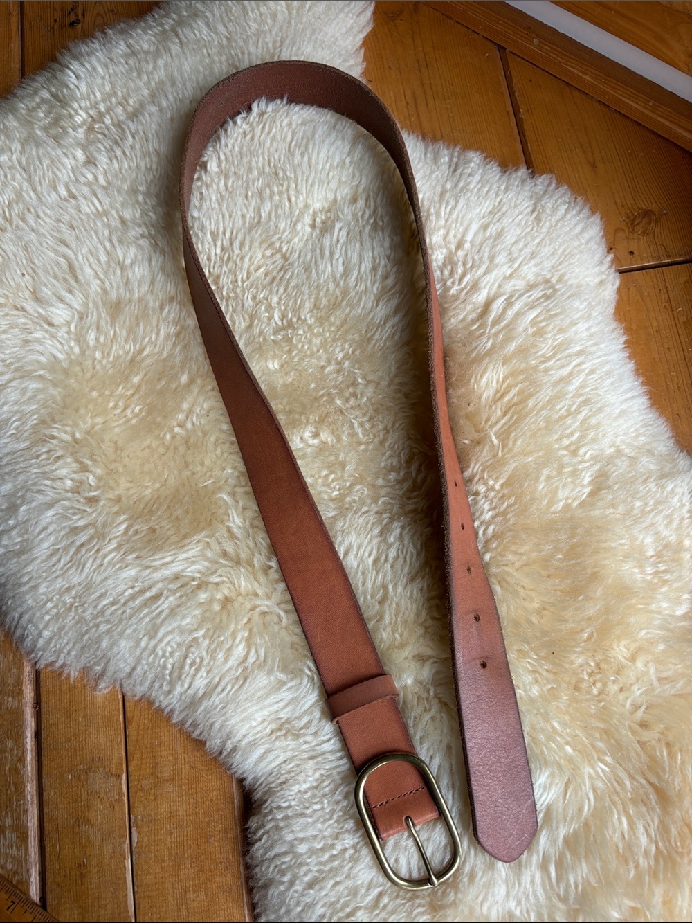 Vintage Leather and Brass Belt - Picture 3 of 4